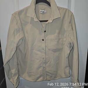 Alpine Design Cream Corduroy Shirt Cottagecore Retro Organic Cotton Sz Small